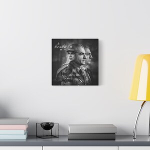 Mohammad Reza Pahlavi Portrait Matte Canvas, Stretched Wall Art | Black and White Historical Collage image 9