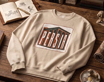 Persia Column Graphic Sweatshirt | Vintage Architectural Logo