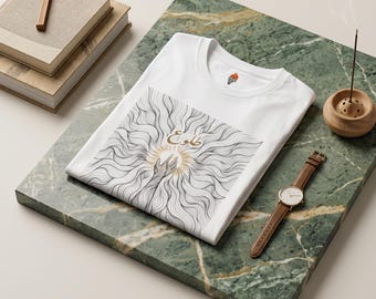 Flame Sunset Persian Calligraphy Unisex T-Shirt | Botanical Line Art