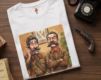 Vintage "Barareh" Military Officers Illustration T-Shirt | Cartoon Soldiers Art