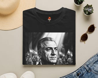 Reza Pahlavi Portrait T-Shirt | Stoic Monochrome Leader Illustration