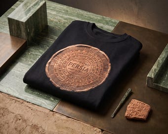 Persia Antique Coin Print Sweatshirt | Vintage Persian Medallion Crewneck