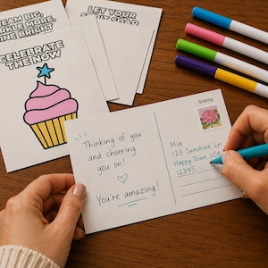 Affirmation Coloring Postcards | 40 Tear-Off Encouragement Cards for Happy Mail