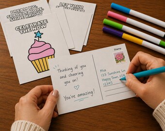 Affirmation Coloring Postcards | 40 Tear-Off Encouragement Cards for Happy Mail