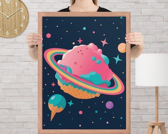 Sugar Planet Art Print: Whimsical Cosmic Poster, Modern Galaxy Wall Decor