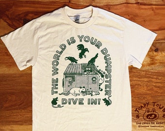 The World is Your Dumpster - Trash Friends T-Shirt feat. Opossum / Raccoon / Rat / Crow - Dive In!