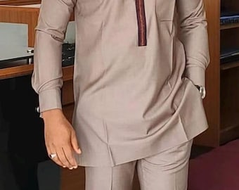 African Kaftan , Traditional Wear Groom Party Outfit, Men's African Dashiki Suit – Stand Out  with African wedding suit,  Men's Senator Wear