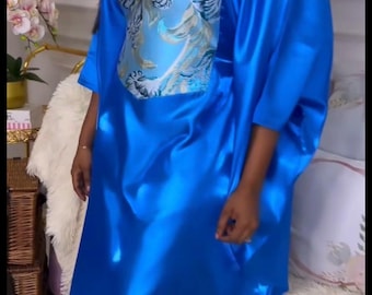 African Damask Boubou: Nigerian Kaftan Maxi Dress, Danshiki, Jalabia, wedding dress, rich Aunty vibes
