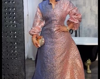 African Damask Boubou: Nigerian Kaftan Maxi Dress, Danshiki, Jalabia, wedding dress, rich Aunty vibes