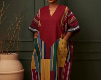 Ankara Midi Dress |African Boubou | Danshiki | Kaftan | Jalabiya | Rich Aunty | Nigerian Dress| Party Dress | Boubou| African Dress |