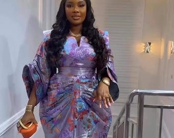 African Damask Boubou: Nigerian Kaftan Maxi Dress, Danshiki, Jalabia, wedding dress, rich Aunty vibes