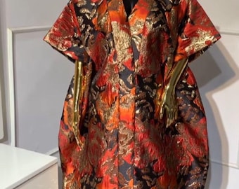 African Damask Boubou: Nigerian Kaftan Maxi Dress, Danshiki, Jalabia, wedding dress, rich Aunty vibes