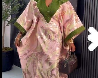 African Damask Boubou: Nigerian Kaftan Maxi Dress, Danshiki, Jalabia, wedding dress, rich Aunty vibes