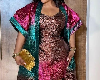 African Damask Boubou: Nigerian Kaftan, Danshiki, Jalabia, rich Aunty vibes , wedding dresses, bubu gown. Kimono gown, fitted dress ,
