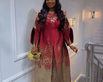 African Damask Boubou: Nigerian Kaftan Maxi Dress, Danshiki, Jalabia, wedding dress, rich Aunty vibes