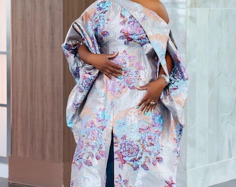 African Damask Boubou: Nigerian Kaftan Maxi Dress, Danshiki, Jalabia, wedding dress, rich Aunty vibes