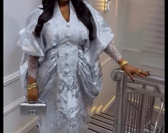 African Damask Boubou: Nigerian Kaftan Maxi Dress, Danshiki, Jalabia, wedding dress, rich Aunty vibes