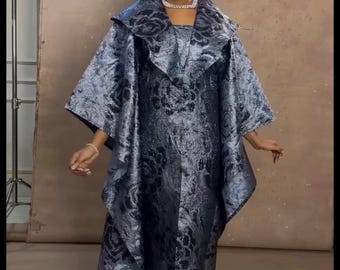 African Damask Boubou: Nigerian Kaftan Maxi Dress, Danshiki, Jalabia, wedding dress, rich Aunty vibes