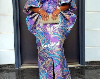 African Damask Boubou: Nigerian Kaftan Maxi Dress, Danshiki, Jalabia, wedding dress, rich Aunty vibes