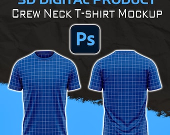 Mockup T-shirt met ronde hals | Bewerkbare Photoshop-sjabloon | Realistisch T-shirtontwerpbestand