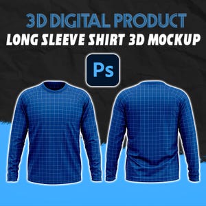 Långärmad tröja 3D-modell | Redigerbar Photoshop-mall fram och bak