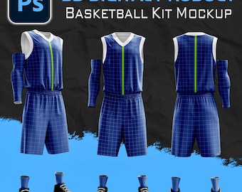 Makieta stroju do koszykówki 3D | Edytowalny szablon koszulki i spodenek w programie Photoshop | Plik projektu stroju sportowego
