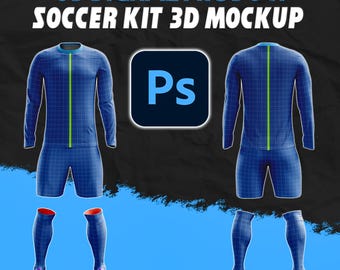 Soccer Kit 3D Mockup | Long Sleeve Jersey PSD Template