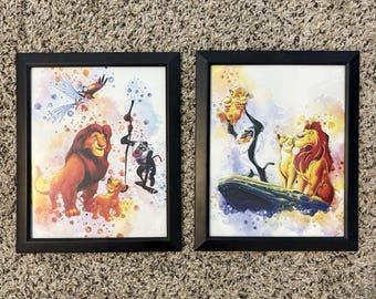 Disney König der Löwen gerahmt Aquarell Kunstdruck 2er Set Sylvana Workshop