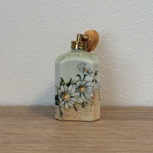 Vintage Limoges Perfume Atomizer Bottle Daisy Floral Design Gold Tone Sprayer