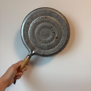 Vintage metallflamvärmediffusor Simmerplatta Trähandtag Spishäll Kök