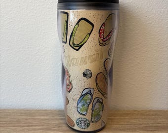 Starbucks 2005 Hawaii LL Slippers Travel Tumbler Barista 16oz Vintage Rare