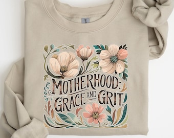 Motherhood: Grace and Grit Shirt,Christian Mom Shirt,Religious Mom Shirt,Mothers Day Gift,Bible Shirt,Christian Mothers Gift
