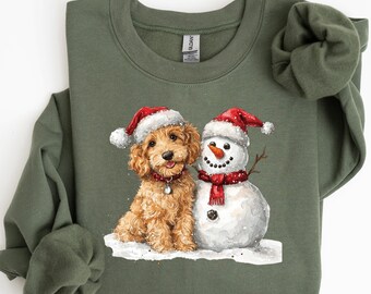 Weihnachten Süßes Goldendoodle Welpen Sweatshirt, Weihnachts-Shirts, Weihnachten Sweatshirts, Weihnachtszeit, Weihnachtssweatshirts, Weihnachtsgeschenke, Rundhalsausschnitt