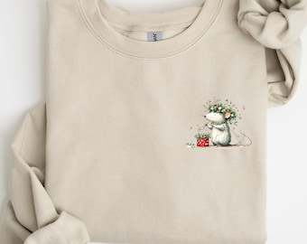 Weihnachten süßes Mäuschen Sweatshirt, Weihnachtsschmuck Shirts, Tierliebhaber, Blumensaison, Weihnachtssweatshirts, Weihnachtsplätzchen Geschenke, Rundhalsausschnitt