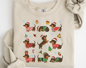 Weihnachtshund-Liebhaber-Weihnachtssweatshirt, Dackel-Weihnachtshemden, Hundesaison-Sweatshirt, Tier-Sweatshirts, Hundeweihnachtsgeschenke, Rundhalsausschnitt