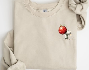 Weihnachten süßes Maus Sweatshirt, Ornament Shirts, Tierliebhaber, süße Saison, Weihnachten Sweatshirts, Weihnachtspopcorn Geschenke, Rundhalsausschnitt