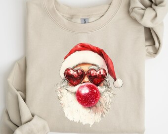 Weihnachten Santa Sweatshirt, lustige Weihnachts-Shirts, Weihnachtszeit, Bubble Gum Sweatshirts, lustige Weihnachtsgeschenke, Rundhalsausschnitt