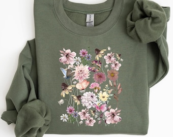 Retro You Wild Flowers Sweatshirt, Nature Lover Sweatshirt, Gardener Hoodie, Cottage Core Aesthetic, Gift for Flower Lovers, Gift for Her