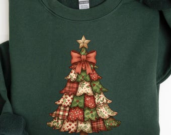 Kersttrui, kersttrui, kersttrui met ronde hals, kerstboomtrui, vakantietruien voor vrouwen, wintersweater