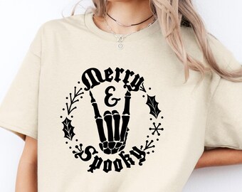 Vrolijk en griezelig sweatshirt, gotisch kerstshirt, vrolijke kerst trui in alt stijl, Goth Girl vakantie-T-shirt, Merry Gothmas-sweatshirt,