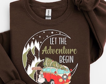 Campingavonturensweater, kersttrui, kerstkampeer-T-shirt, campingsweater, vakantietruien voor dames, wintersweater