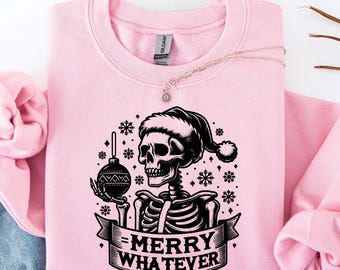 Vrolijk sweatshirt, shirt kerstman, kersttrui, gotische kersttrui, vakantie-T-shirt gothic meisje, wintertrui