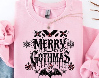 Sudadera navideña gótica, Camiseta navideña de Papá Noel, Sudadera navideña, Suéter navideño gótico, Camiseta navideña para chica gótica, Sudadera de invierno