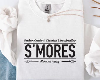 Camp Smores-sweater, campingtrui, kerst grappige ronde hals, grappig T-shirt, vakantietruien voor vrouwen, wintersweater, marshmallow-T-shirt