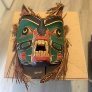 Pacific Northwest coastal carving art native indigenous Grizzly Bear signed