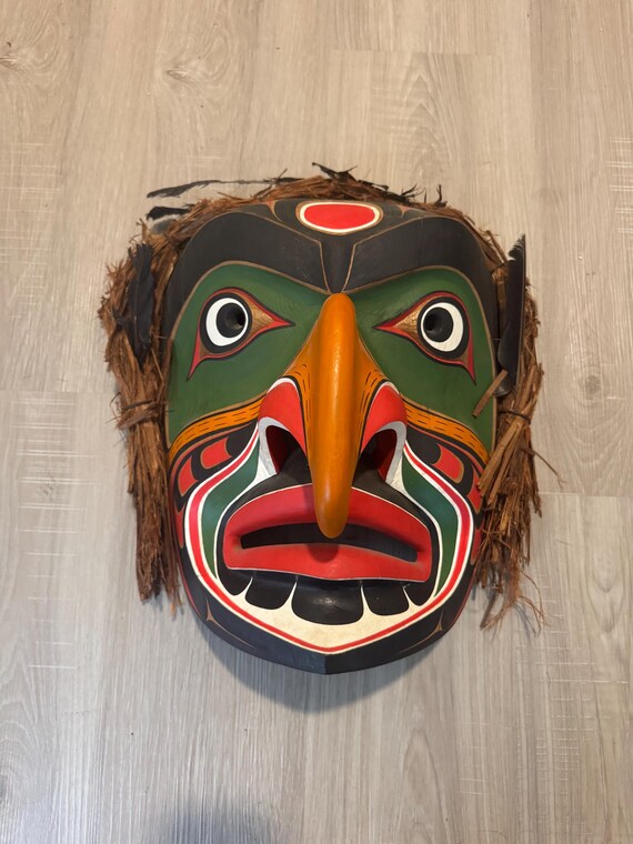 Pacific Northwest Coast Makah Hand-carved “bakwas” Cedar Mask