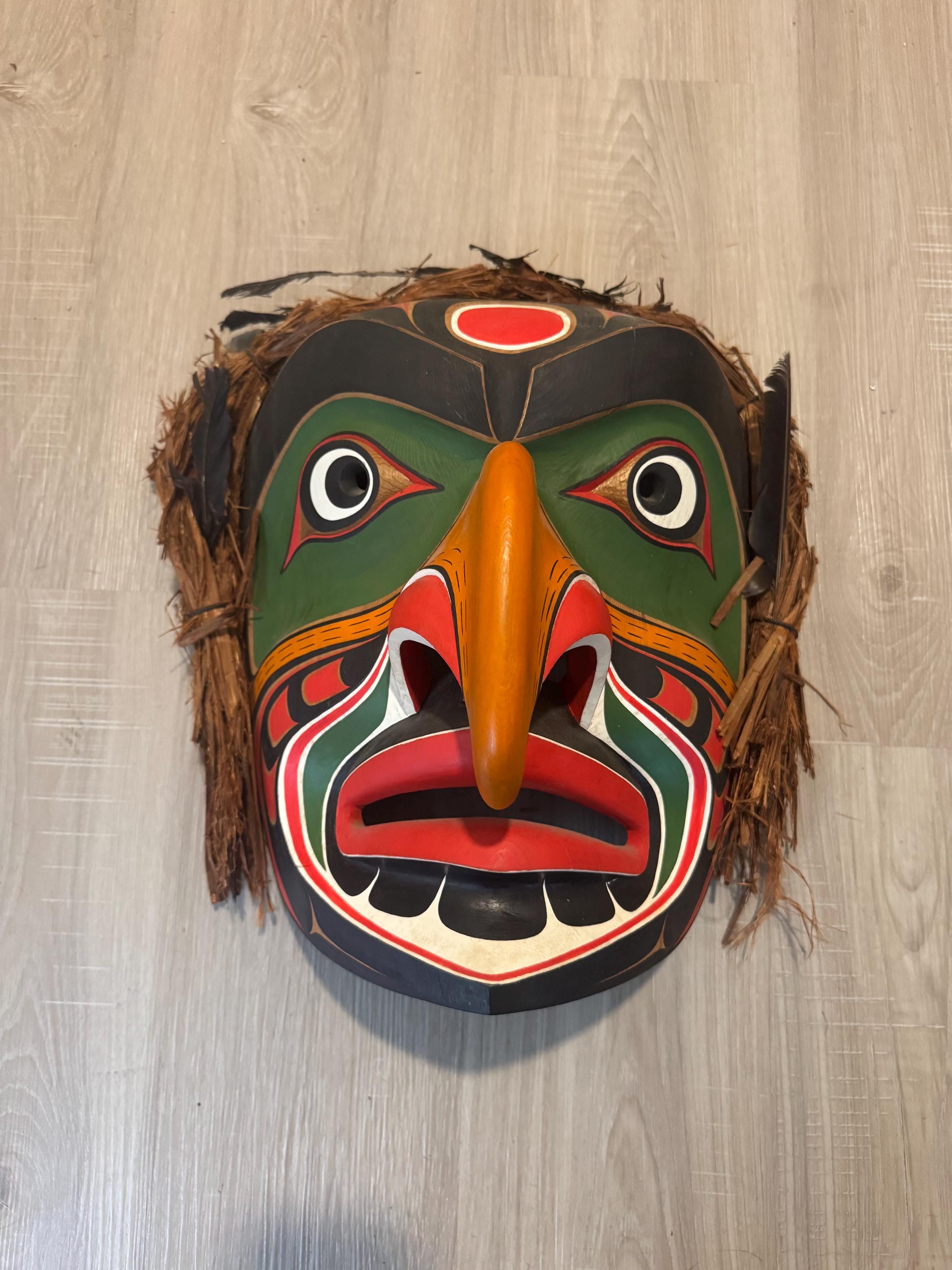 Pacific Northwest Coast Makah Hand-carved “bakwas” Cedar Mask