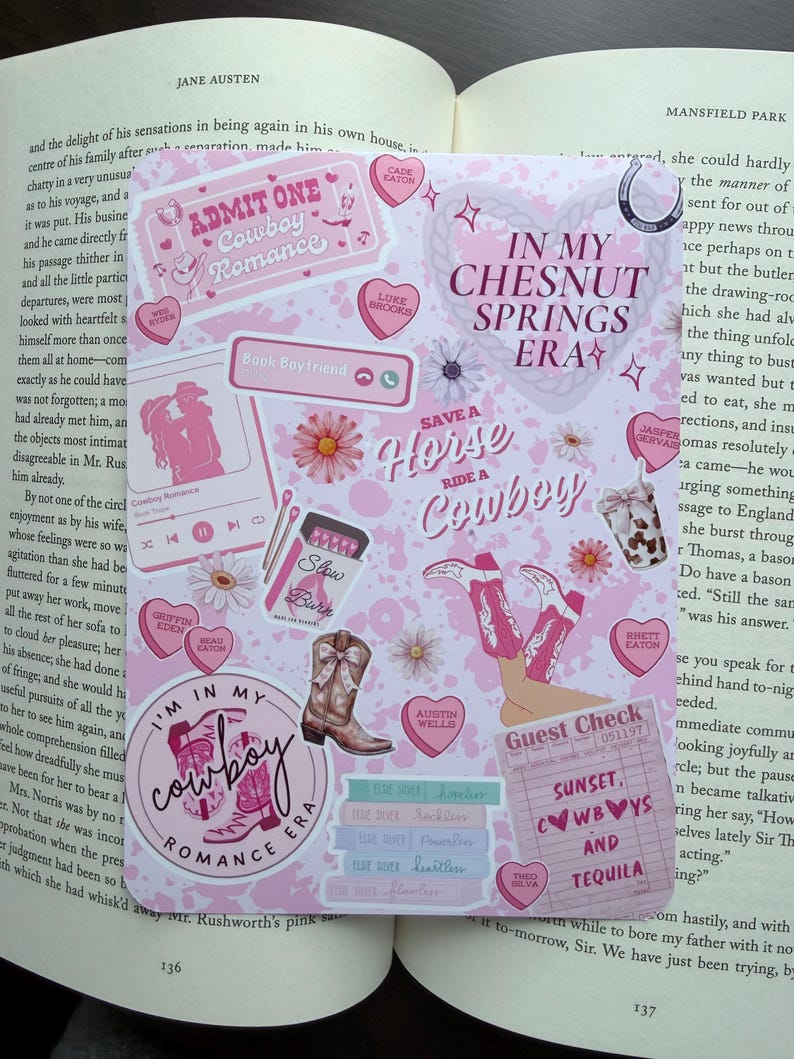 Funda para Kindle de romance / Regalos para lectores / Amante de los libros / Pegatina / Booktok / Bookgirlie / Fantasía / Romance / Romantasía / Accesorio para Kindle Cowboys