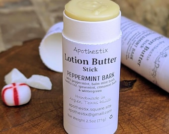 Lotion Bar, PEPPERMINT BARK SCENT, Intense Moisturization, Natural Ingredients, Eco-Friendly