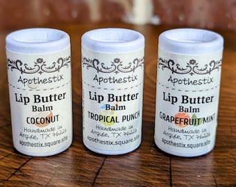 Lip Balm Set: Coconut, Tropical Punch, Grapefruit Mint, Natural Flavors & Ingredients, Eco-Friendly